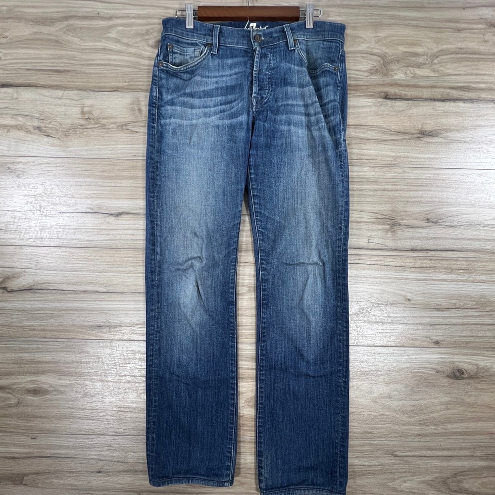 7 For All Mankind Standard Straight Leg Jeans Blue Wash Size 32 Button Fly